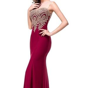 Formal Burgundy Mermaid Evening Gown